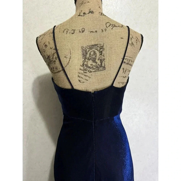 NADINE VINTAGE GowN Dress Iridescent Blue Beaded Sheer SMALL Sexy Prom BEAUTIFUL - Picture 12 of 14